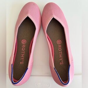 Rothy's Pink Flats with Blue Accents